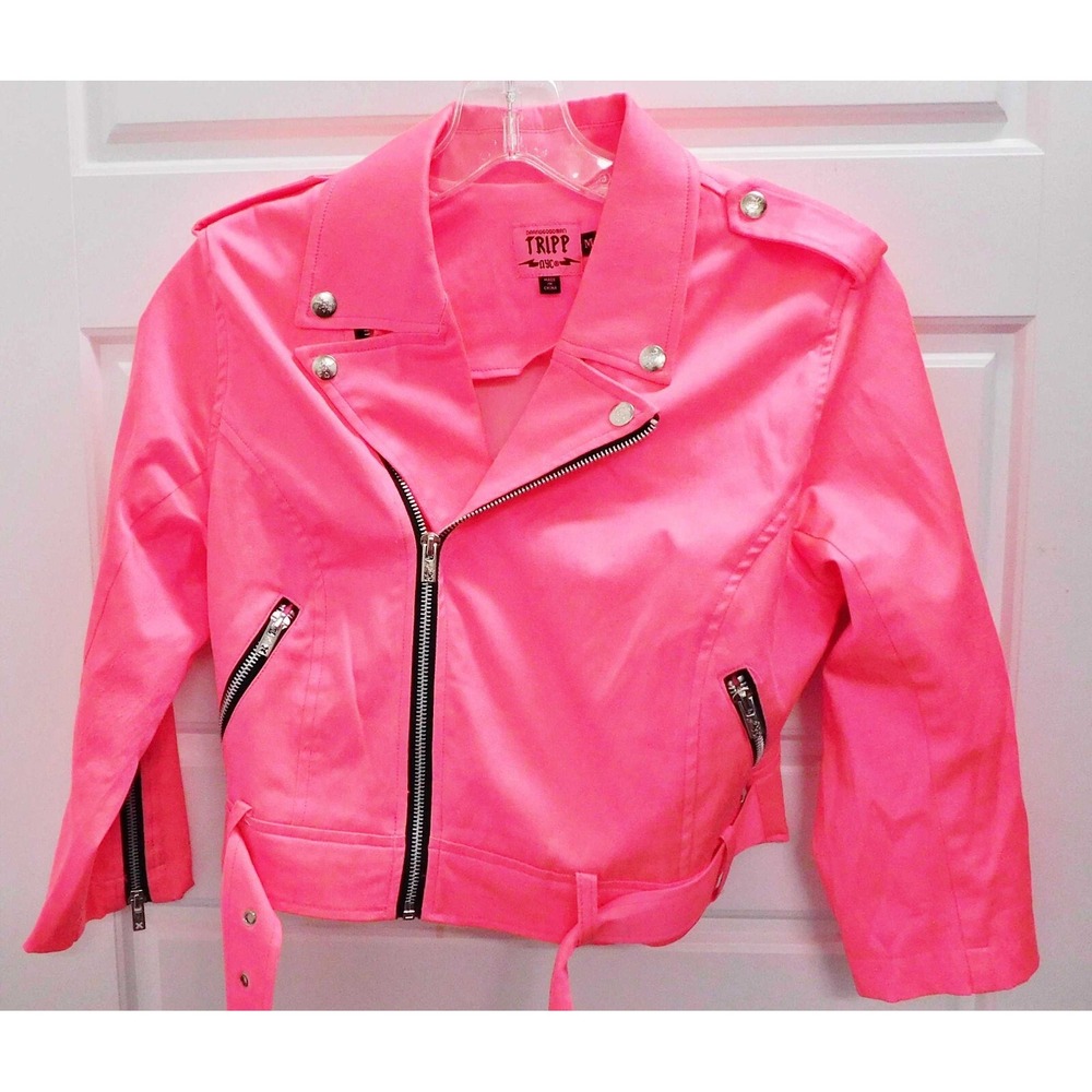 Vintage TRIPP NYC Daang Goodman Pink Stretch Grunge Biker Jacket Woman Medium